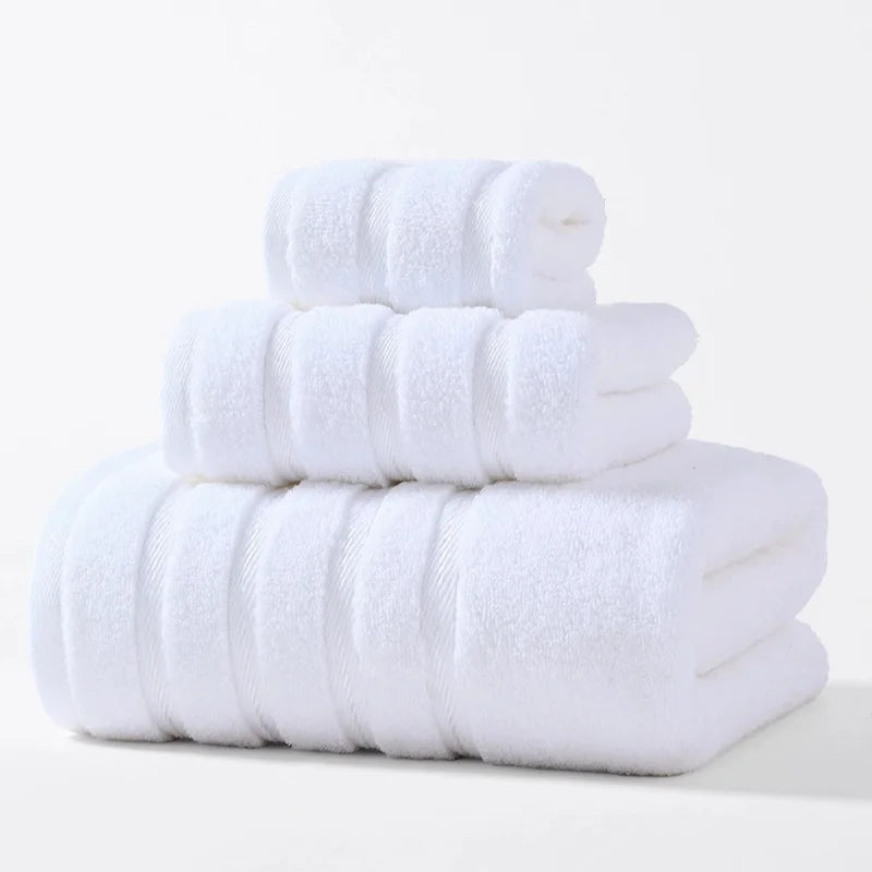 High Quality 100%Cotton Towel Set Bundle,Solid Dark Green Hand+Face+Bath Towel,Soft Absorbent Washcloth For Hotel Home Gift 3pcs