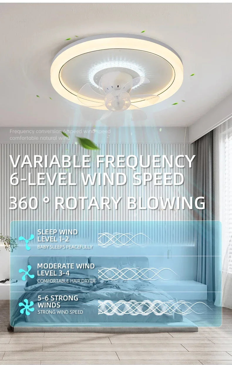 LED Modern Ceiling Fan Light, 360 ° Rotation Function, with Light, Remote Unlimited Adjustment, Bedroom Decorative Lighting