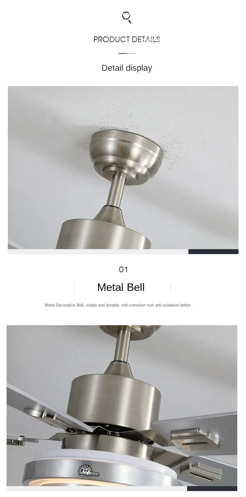 Modern Stainless Steel Ceiling Fan Lights with Lights Restaurant Fan Lights, Remote Dimming, Energy-saving Silent Pendant Lights