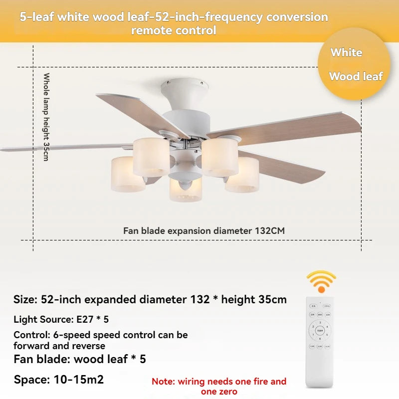 Modern Minimalist Ceiling Fans With Led Lights For Living Dining Room Bedroom Indoor Remote Control 5-blade Fan Pendant Light