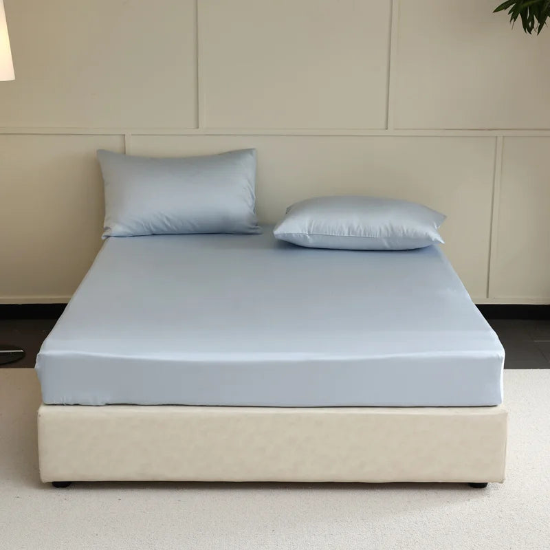 Mulberry Silk Fitted Bed Sheet with Elastic Bands Luxury Mattress Cover Single Double King Queen Size Bed Cover 100/140/200/220