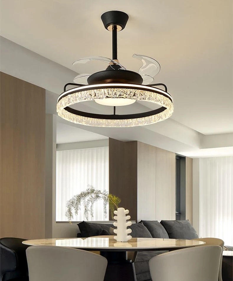 Modern ceiling lamps bedroom folding Ceiling fan ceiling fan with led light and control ceiling lamp for living room lighting