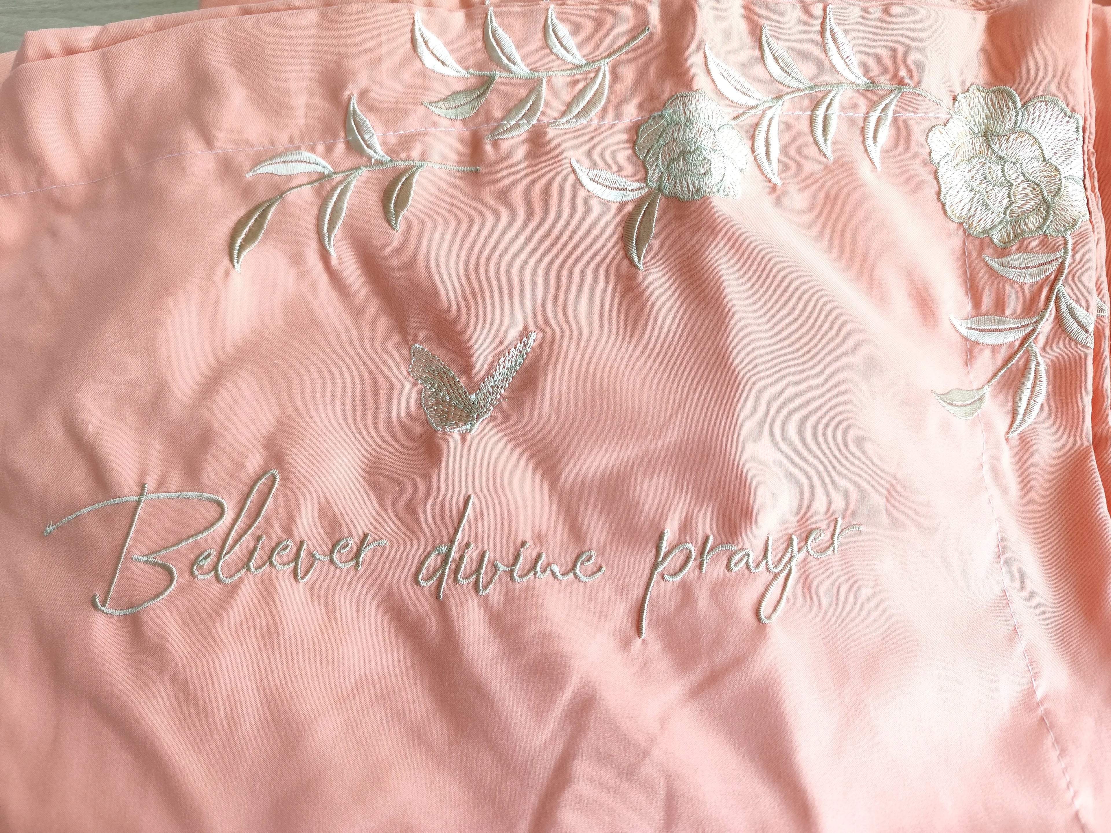 Golden Flowers Sea Embroidery Bedding Set Luxury Beige Cotton Duvet Cover Flat or Fitted Bed Sheet Pillowcases Solid Color