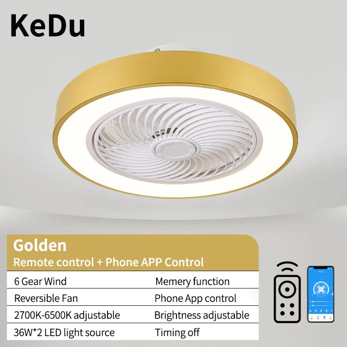 Integrated ceiling fan light, bedroom ceiling fan light, living room dining room ceiling light, modern simple and quiet internet