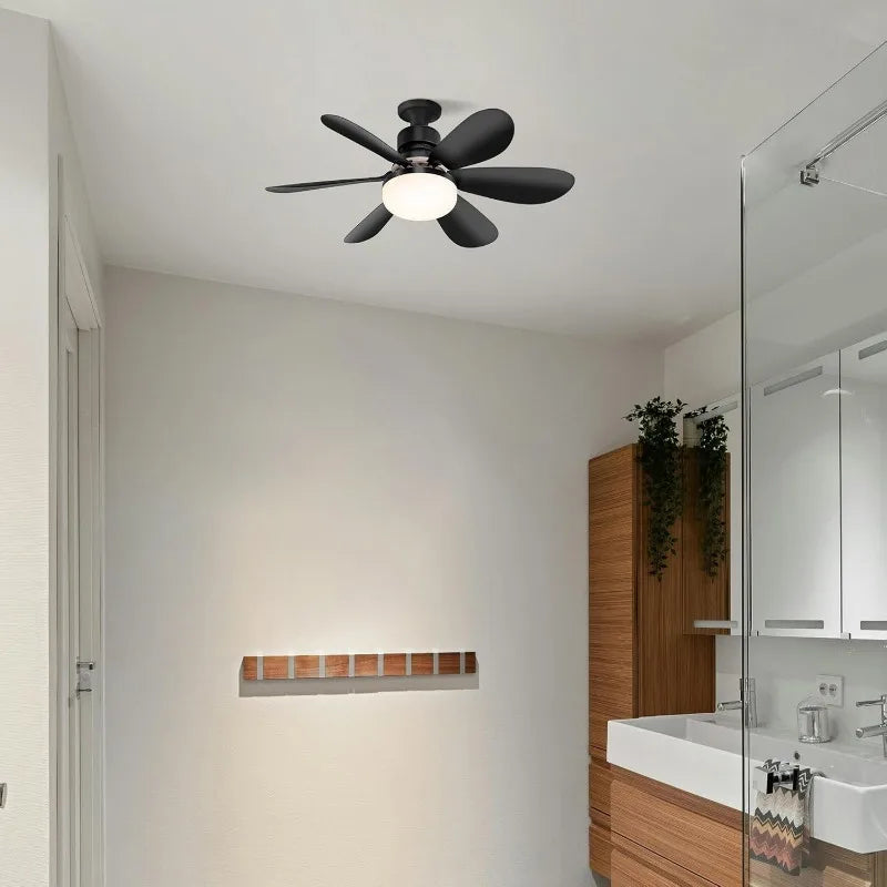 Ceiling Fans with Light Low Profile LED Socket Fan Lamps 3 Colors Dimmable Lighting for Bedroom Kitchen Garage Living Room