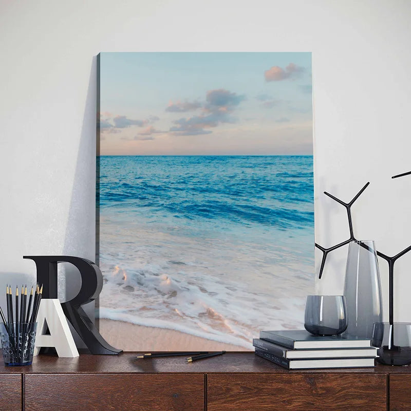 3pcs Framed Seaside Scenery Wall Art Canvas Painting Nordic Beach Sunset Print Poster Modern Living Room Home Decor Mural