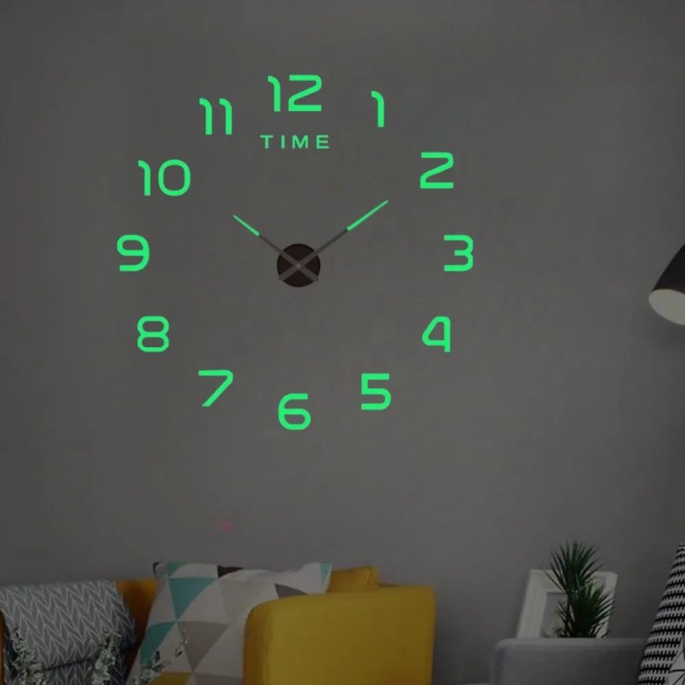 Large 3D Wall Clock Luminous Classic Wall Clocks DIY Digital Clock Wall Watches Stickers Silent Clock for Home Living Room Table