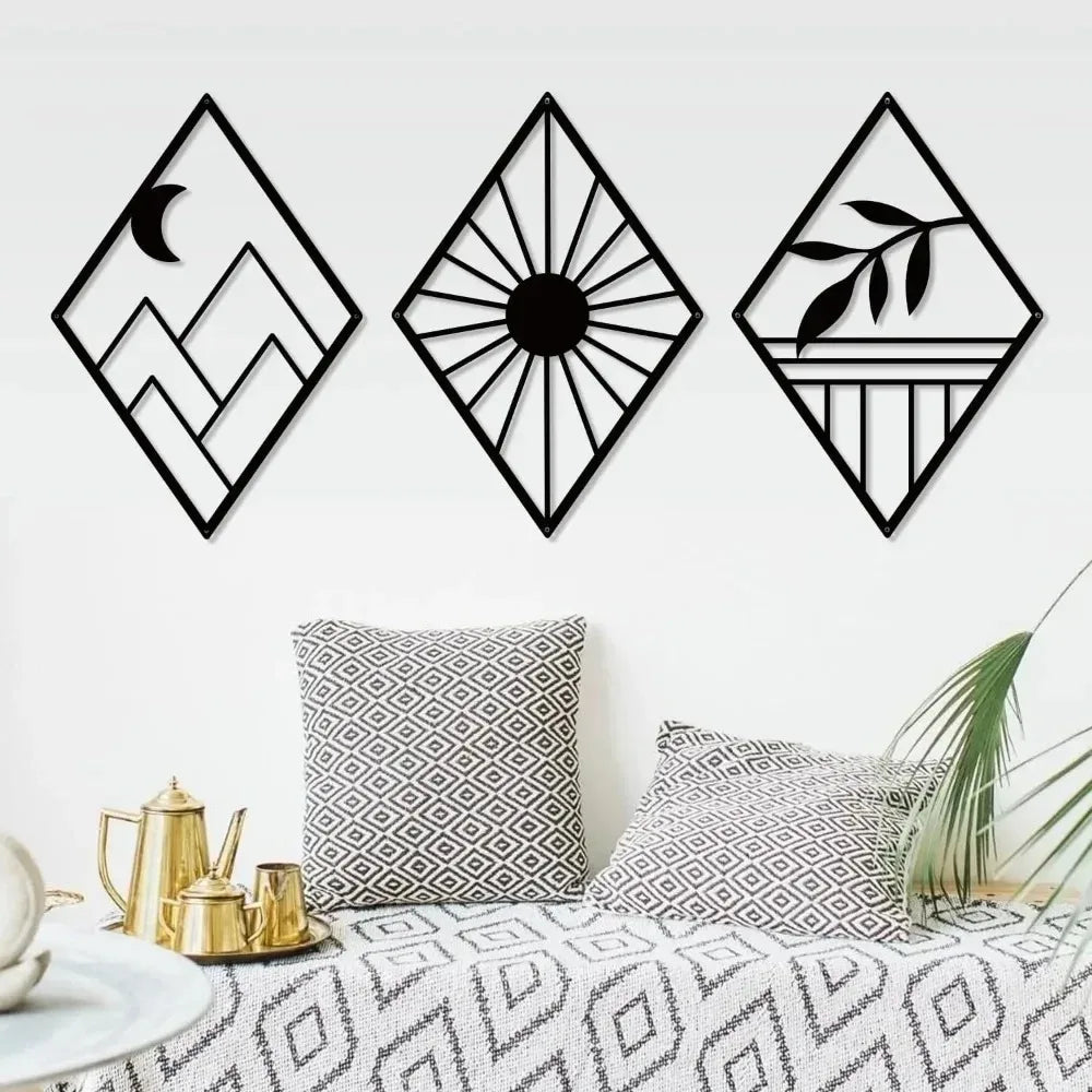 Metal Home Decor: Stunning Minimalist Wall Hanging.Bohemian Abstract Line Iron Art for Chic Spaces.Minimalist Abstract Line Art.