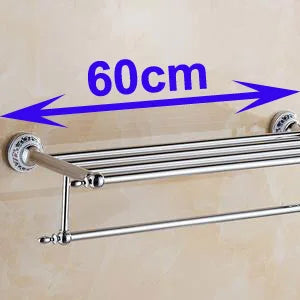 Luxury Towel Rack Wall Mounted Bathroom Accessories Set Ceramic Stainless Steel  Bath Hardware Sets Chrome Toilet Brush Holder