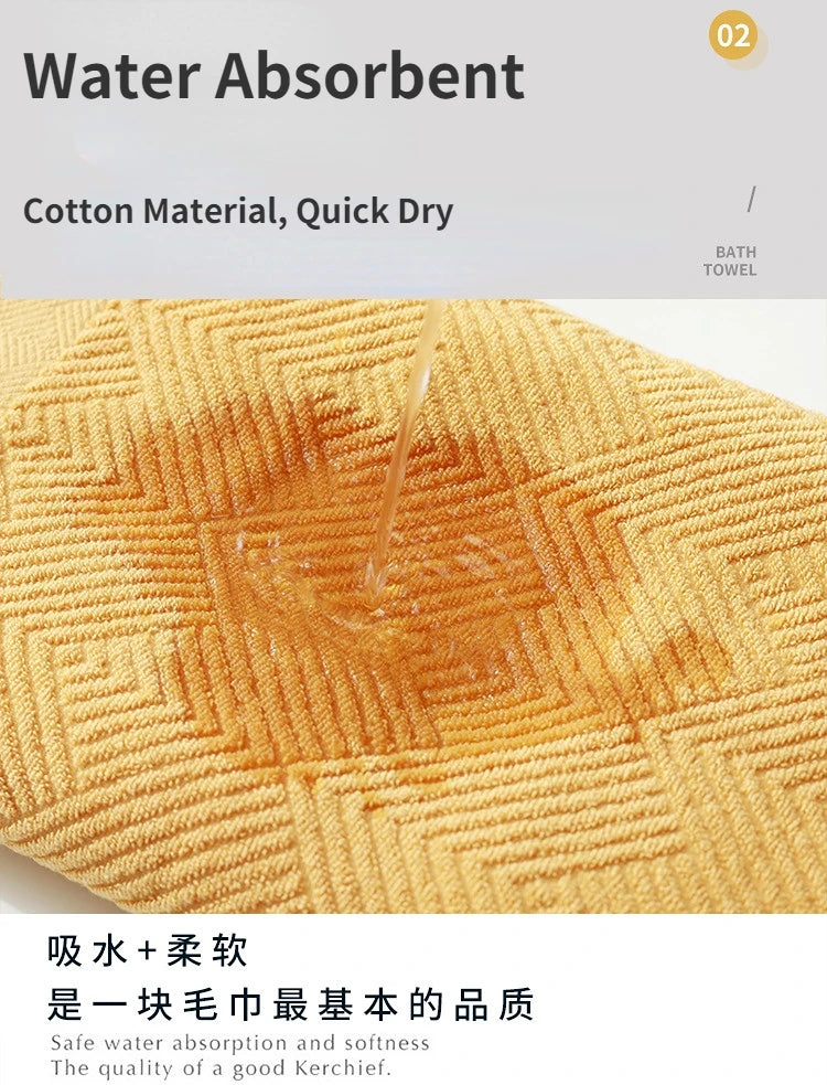 3Pcs/Pack Long-Staple Cotton Bath Towel Face Towel Set Solid Soft Quick-dry Bath Towels Beige Gray Yellow Beach Towel
