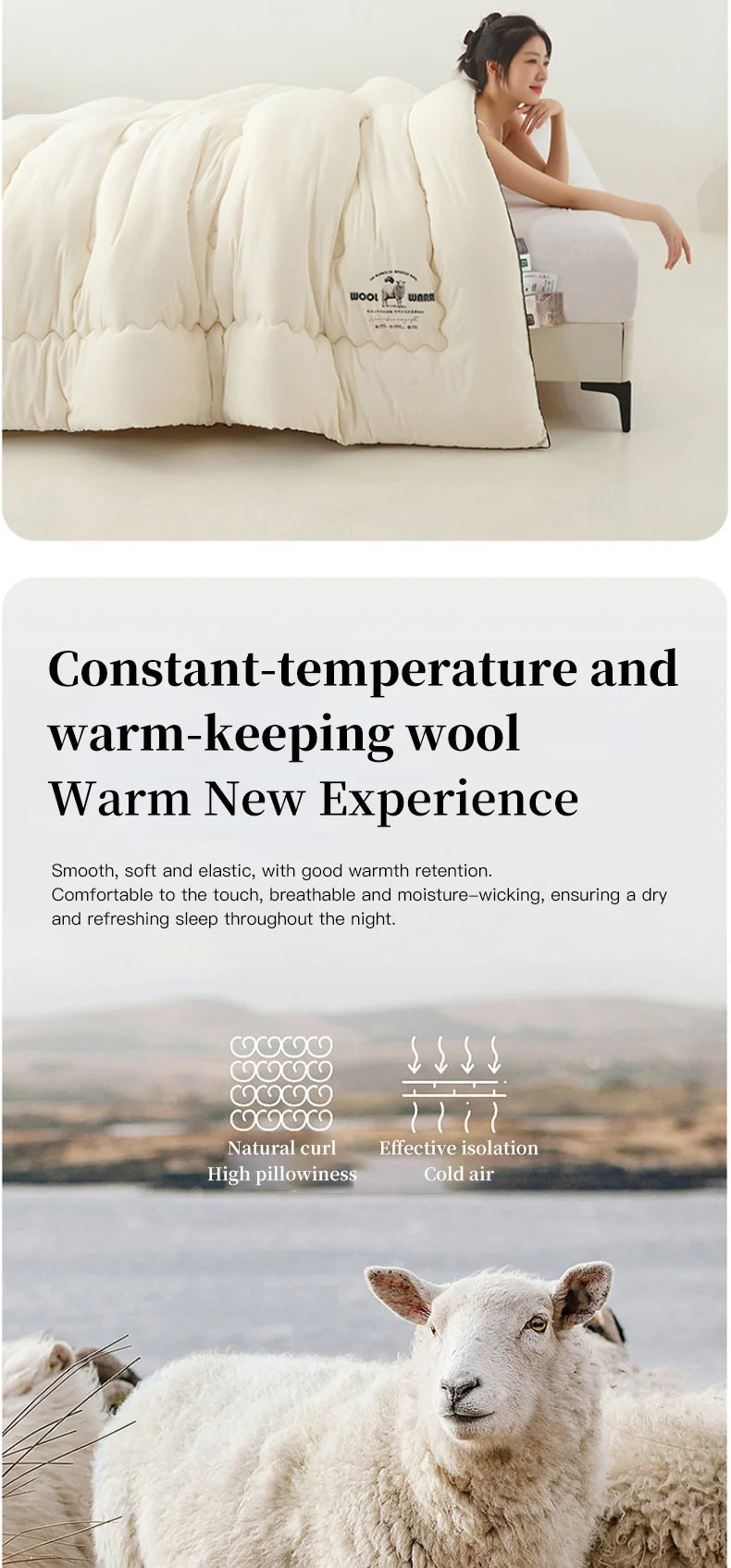 New autumn and winter wool quilt, thick and warm winter quilt, winter quick heating quilt core, universal for all seasons