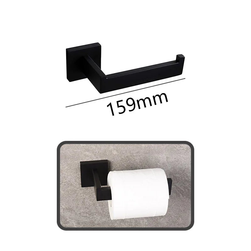 Brushed Gold Hardware Set Bathroom Shelf Towel Bar Rack Robe Hook Toilet Paper Roll Holder Black Bathroom Accessories Kit 4 Pcs