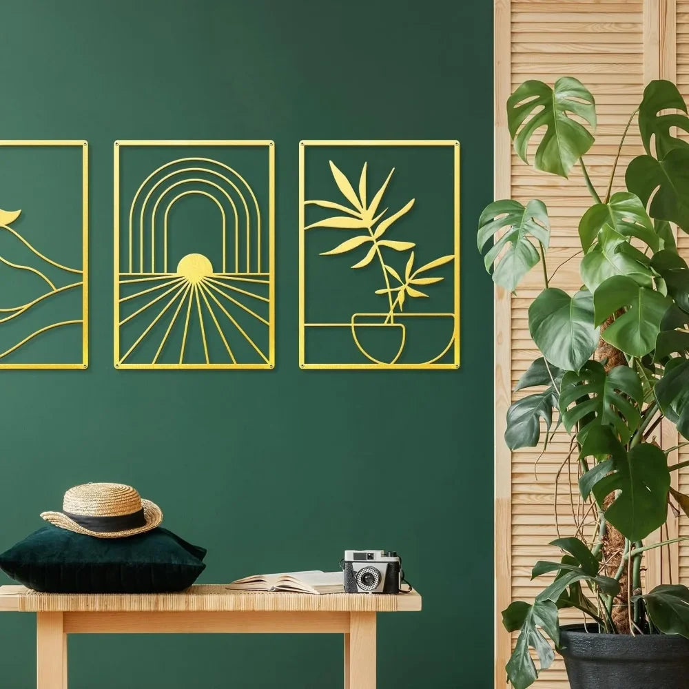 Metal Home Decor: Stunning Minimalist Wall Hanging.Bohemian Abstract Line Iron Art for Chic Spaces.Minimalist Abstract Line Art.