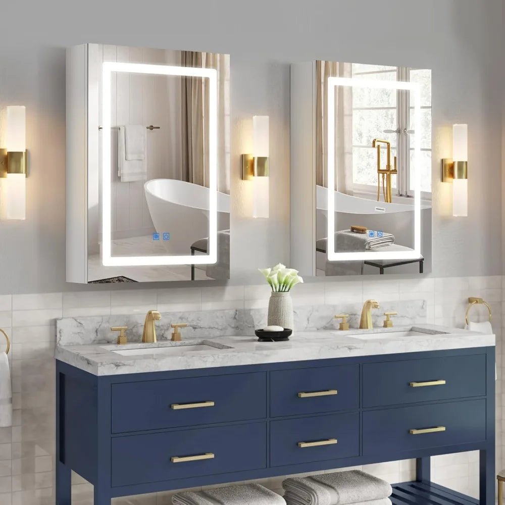 Medicine Cabinets for Bathroom, Medicine Cabinet Mirror, Lighted Medicine Cabinet with LED Lights, Adjustable Shelf, 3-Color
