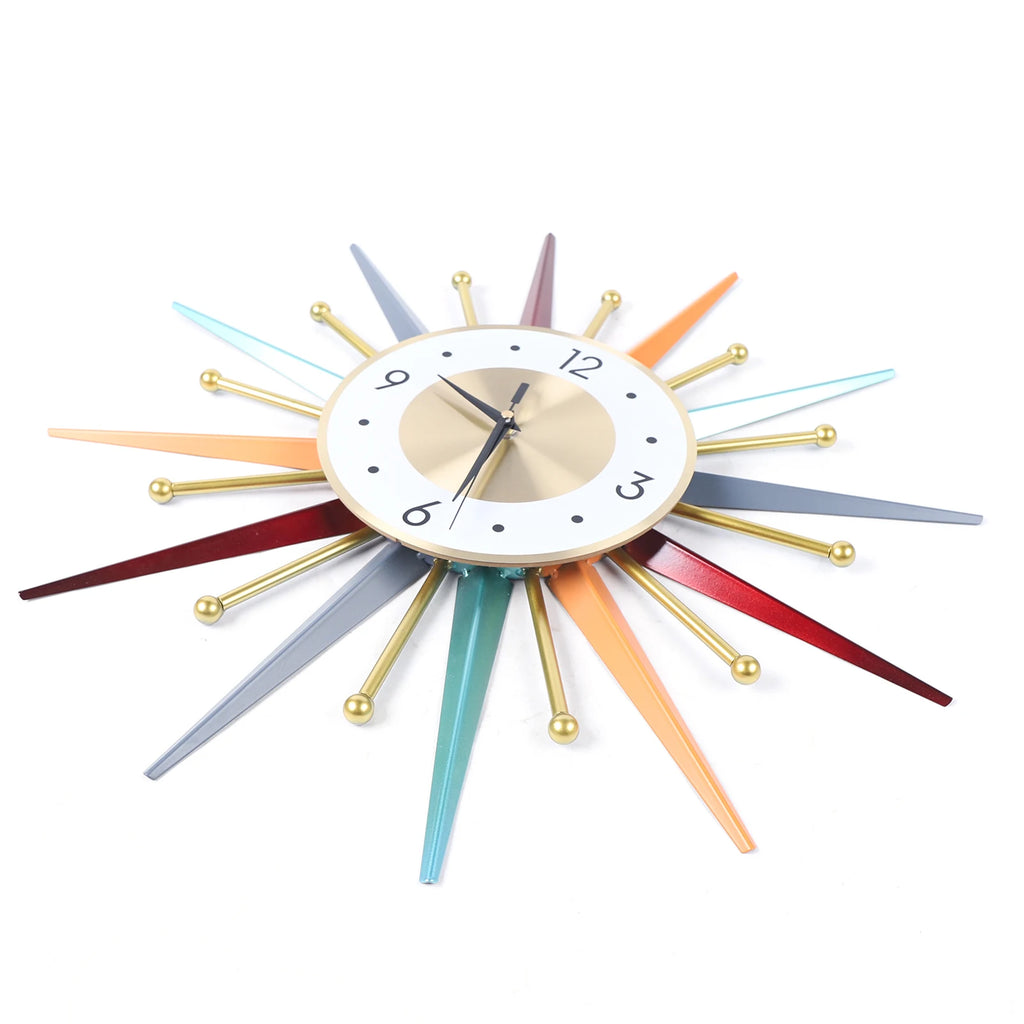 Wall Clock 22 Inch, Mid Century Wall Clock Starburst Clock Modern Decor Silent Non-Ticking Big Wall Clocks for Living Room