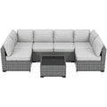 7-Piece Modular Outdoor Furniture Set, PE Rattan Wicker Sectional Modular Conversation Sofa Set, Perfect For Garden Balcony