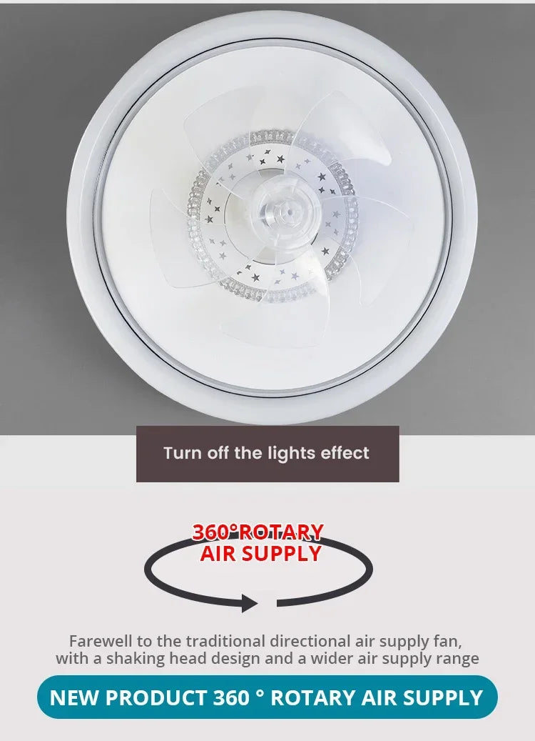 LED Modern Ceiling Fan Light, 360 ° Rotation Function, with Light, Remote Unlimited Adjustment, Bedroom Decorative Lighting