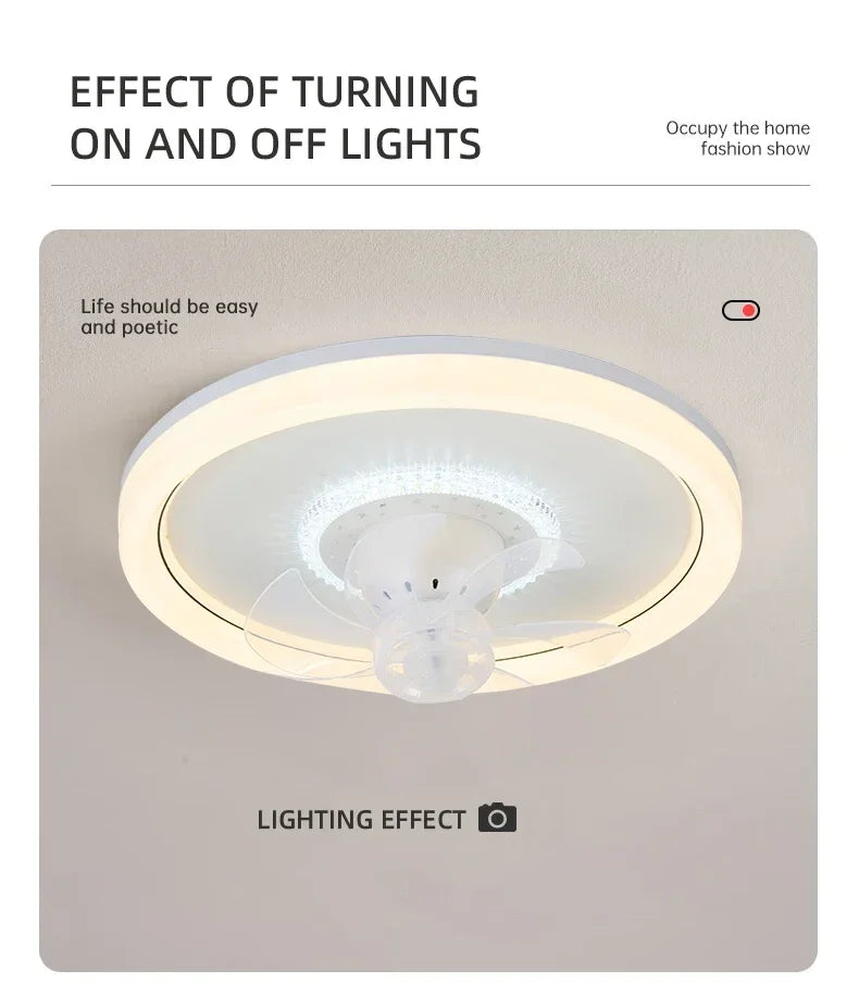 LED Modern Ceiling Fan Light, 360 ° Rotation Function, with Light, Remote Unlimited Adjustment, Bedroom Decorative Lighting