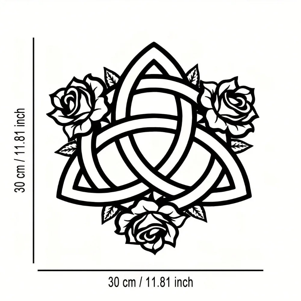 YINUO Celtic Knot Rose Metal Wall Art, Minimalist Home Office Decor Iron Sculpture Wall Decor