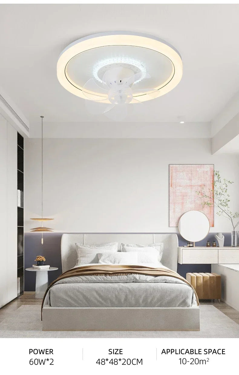 LED Modern Ceiling Fan Light, 360 ° Rotation Function, with Light, Remote Unlimited Adjustment, Bedroom Decorative Lighting