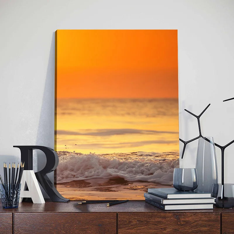 3pcs Framed Seaside Scenery Wall Art Canvas Painting Nordic Beach Sunset Print Poster Modern Living Room Home Decor Mural
