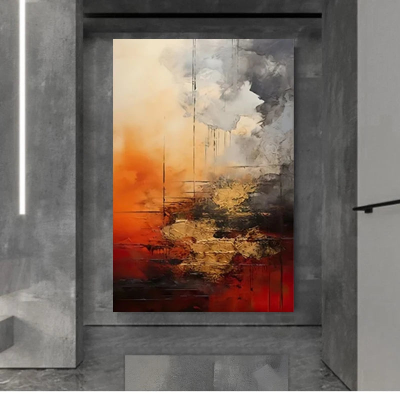 100% hand drawn abstract oil painting on canvas Modern Home Golden Line Wall Art Picture Large mural for living room decor paint