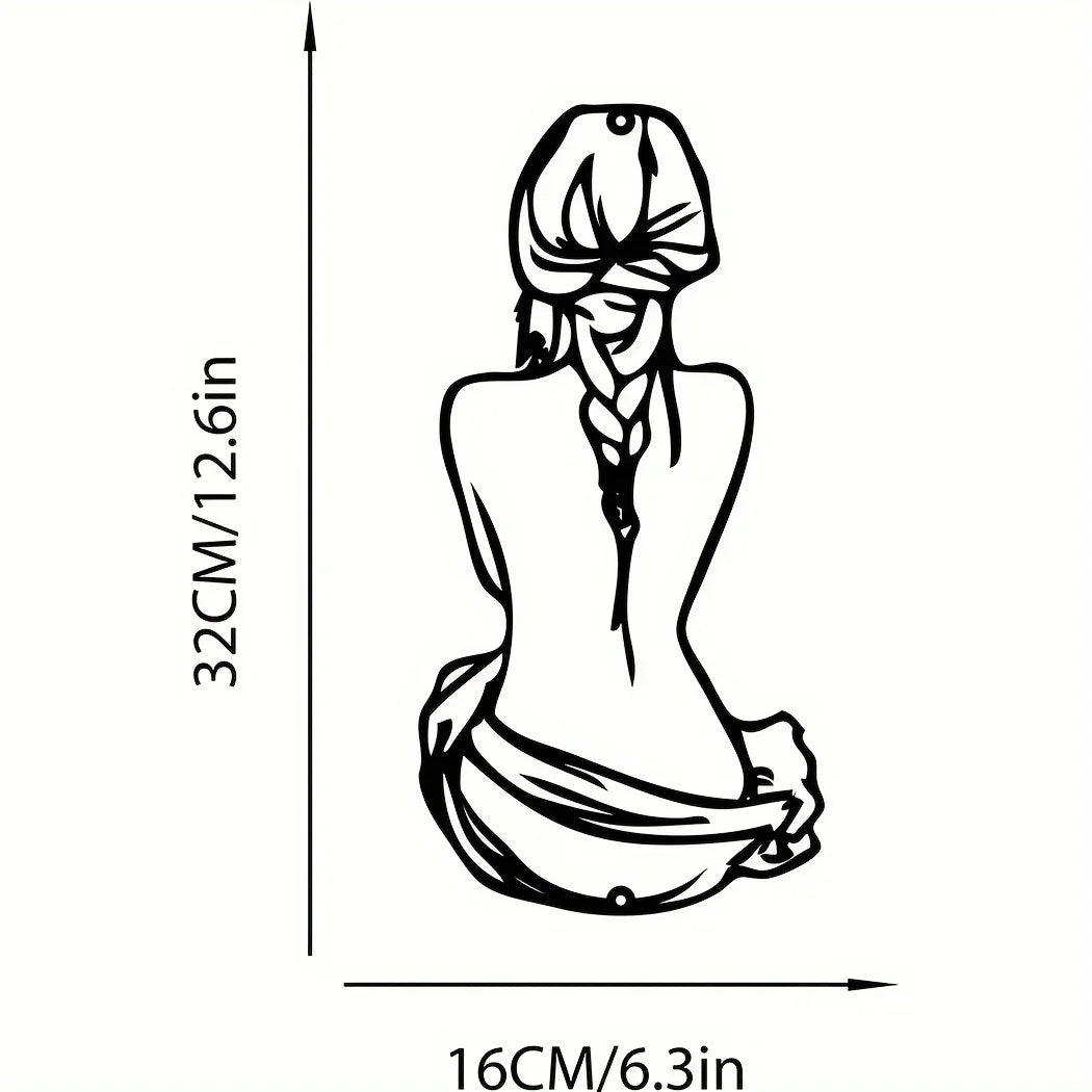 Braid Hair Woman Wall Sign, Minimalist Line Art, Metal Wall Decor, Woman Shape Wall Art, Modern Home Decor, Iron Art Silhouette