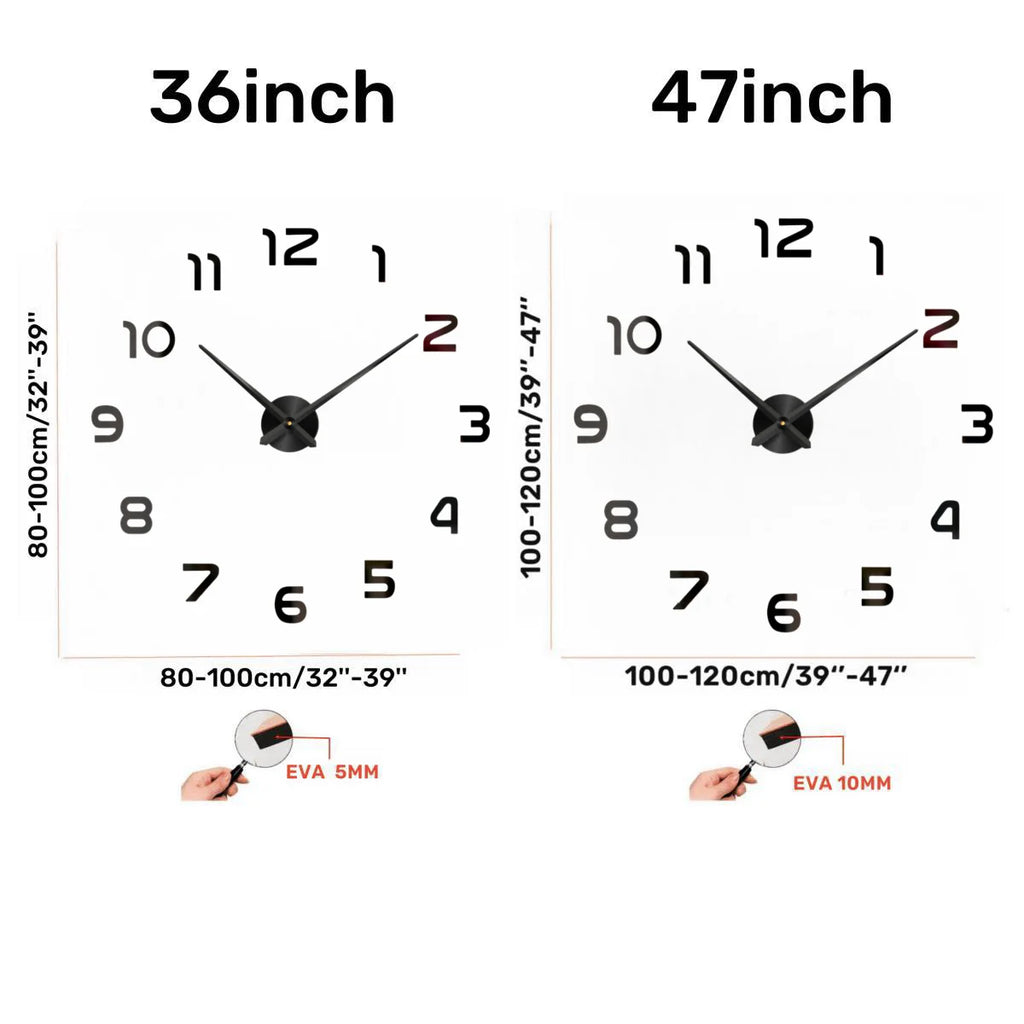 Large 3D Wall Clock Luminous Classic Wall Clocks DIY Digital Clock Wall Watches Stickers Silent Clock for Home Living Room Table