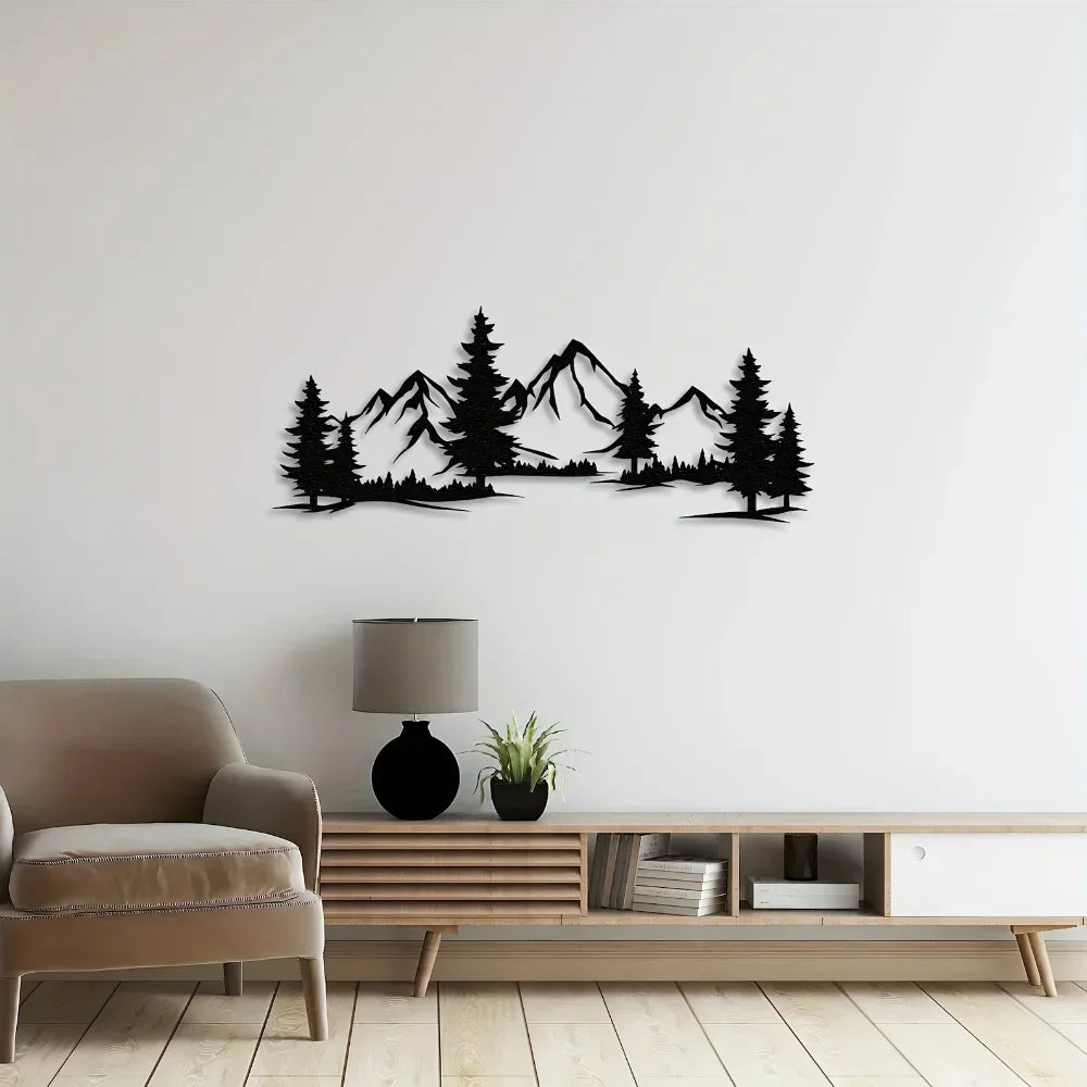 Unique Rustic Metal Wall Art Featuring Forest And Mountain Scene Perfect For Enhancing Any Kids Room Or Farmhouse Decor