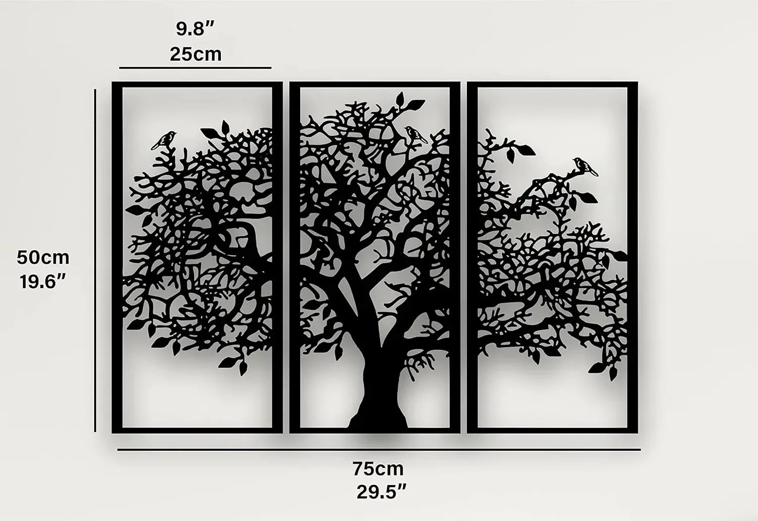3Pcs Family Tree Metal Wall Decor – Tree of Life Iron Art. Modern 3D Wall Art for Home, Bedroom, and Living Room Decoration.