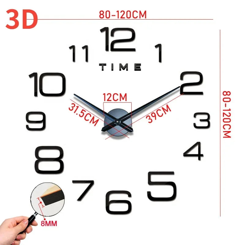 Large 3D Wall Clock Luminous Classic Wall Clocks DIY Digital Clock Wall Watches Stickers Silent Clock for Home Living Room Table