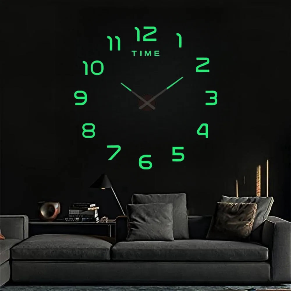 Large 3D Wall Clock Luminous Classic Wall Clocks DIY Digital Clock Wall Watches Stickers Silent Clock for Home Living Room Table