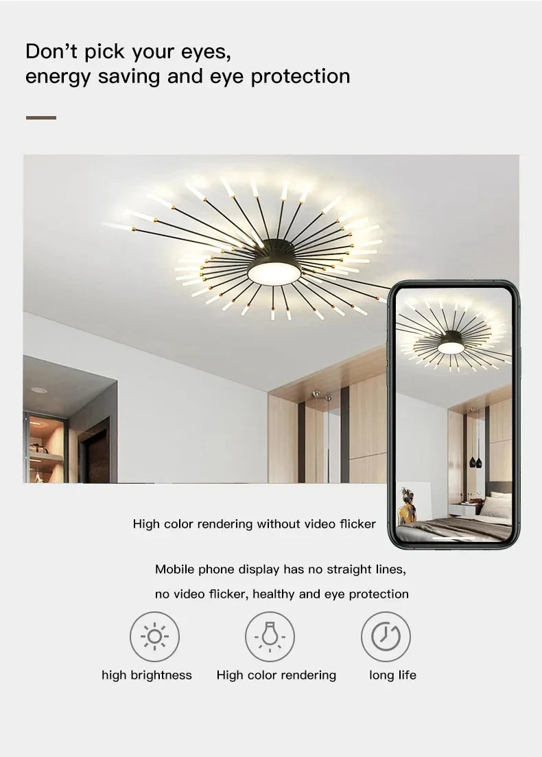 Creative Fan Shaped LED Ceiling Lamp Modern Living Room Light Home Decor Dining Bedroom Kids Room Interior Ceiling Pendant Lamp