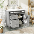 36in Solid Wood Bathroom Vanity with Soft-Close Doors & Tip-Out Drawer Undermount Sink Cabinet Green Customized