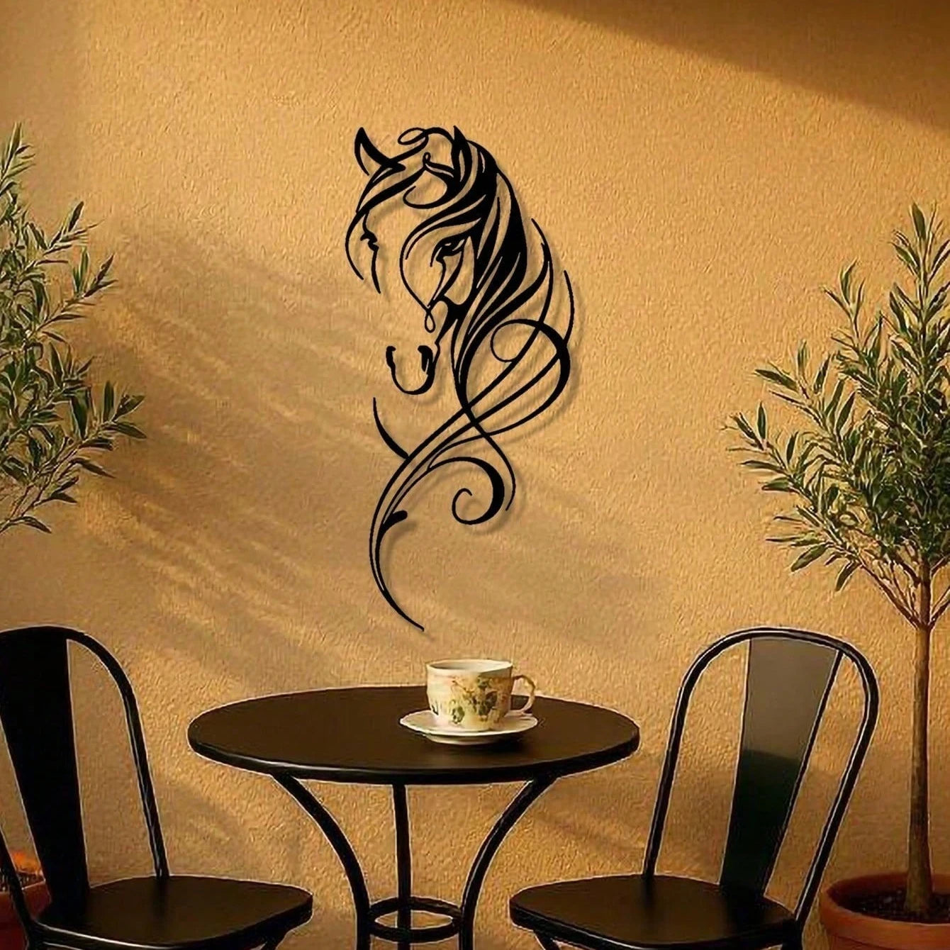 Vintage Horse Metal Wall Art, Handmade Industrial Decor for Cottagecore & Boho Home, Valentine‘s Day & Spring Festival Gift