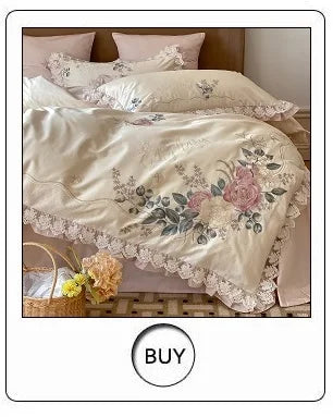 600TC Egyptian Cotton Chic Butterfly Embroidery Bedding Set 100% Cotton Duvet Cover Set Flat/Fitted Bed Sheet Pillowcases 4Pcs