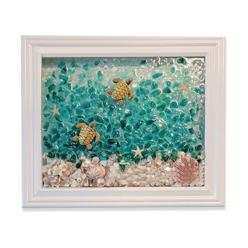 Sea Glass Art Kits Sea Glass Art & Craft Kit Creative Sea Themed Photo Frame Resin Beach Art Kit Gift for Friends