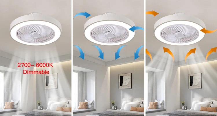 Integrated ceiling fan light, bedroom ceiling fan light, living room dining room ceiling light, modern simple and quiet internet