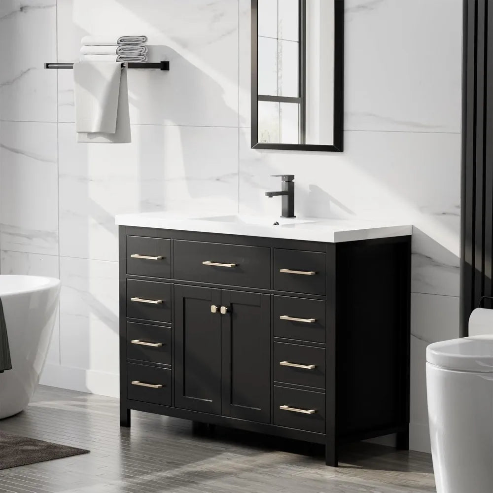 48" Modern Bathroom Vanity and Sink, Painted Bathroom Storage Cabinet with Single Resin Sink, Two Doors and Four Draw.Customized