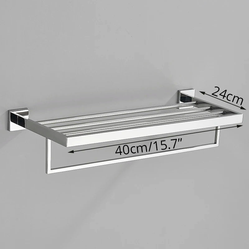 Bathroom Hardware Set Chrome Robe Hook Towel Rail Bar Rack Bar Shelf Tissue Paper Holder Toothbrush Holder Bathroom Accessories