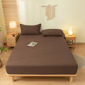 Solid Color Brushed Fitted Bed Sheet Set with 2 Pillowcases Soft Comfortable Non Slip Mattress Protector Cover for Single Double