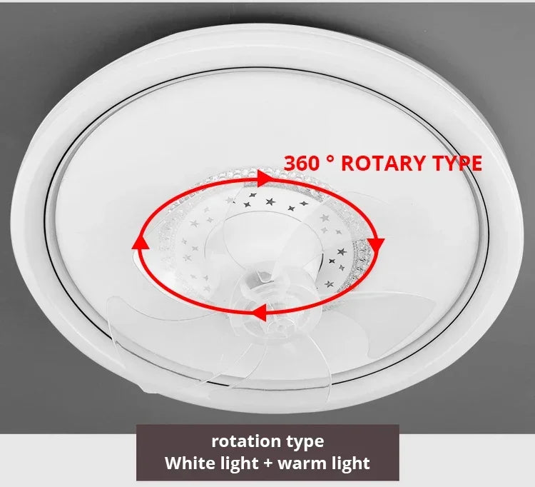 LED Modern Ceiling Fan Light, 360 ° Rotation Function, with Light, Remote Unlimited Adjustment, Bedroom Decorative Lighting