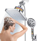 Dual Filter Rain Shower Head Combo with High Pressure, 10 Modes Handheld and 6 Inch Rainfall for Hard Water
