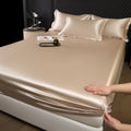 3 pcs High End 100% Mulberry Silk Bed Sheet Set with Pillowcase Luxury Solid Color Silk Fitted Sheet Soft Smooth Satin Bed Linen