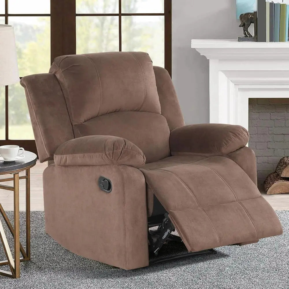 Light Brown Heavy-Duty Recliner Chair with Safety Mechanism for Living Room or Bedroom