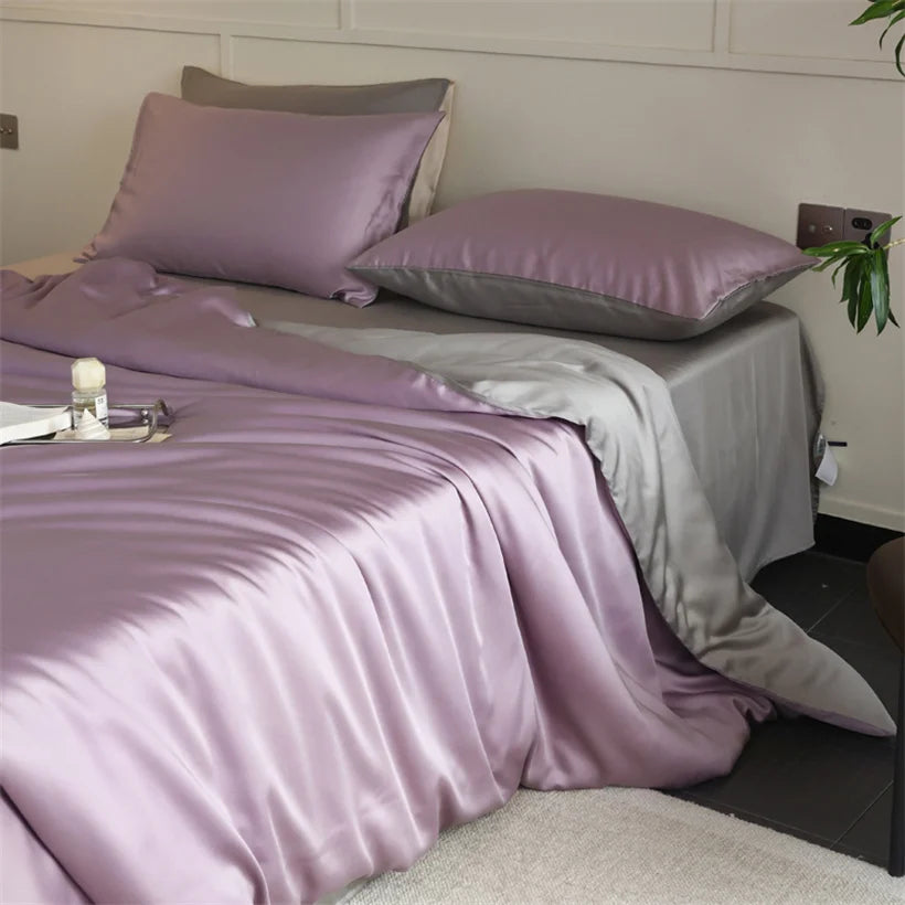Mulberry Silk Bedding Set Luxury Natural 100% Silk Duvet Cover Set Bed Sheet Pillowcase Single Double Bedsheet King Queen Size