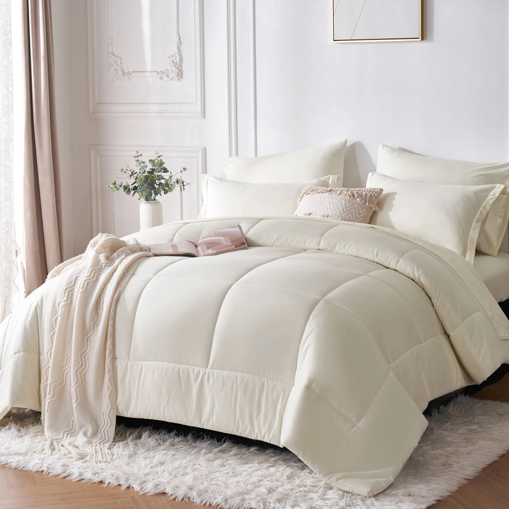 7 Piece Bed In A Bag Comforter Set Queen, Stylish solid geometry   Comforter And Sheet,Pillowcase Set, ideal gift