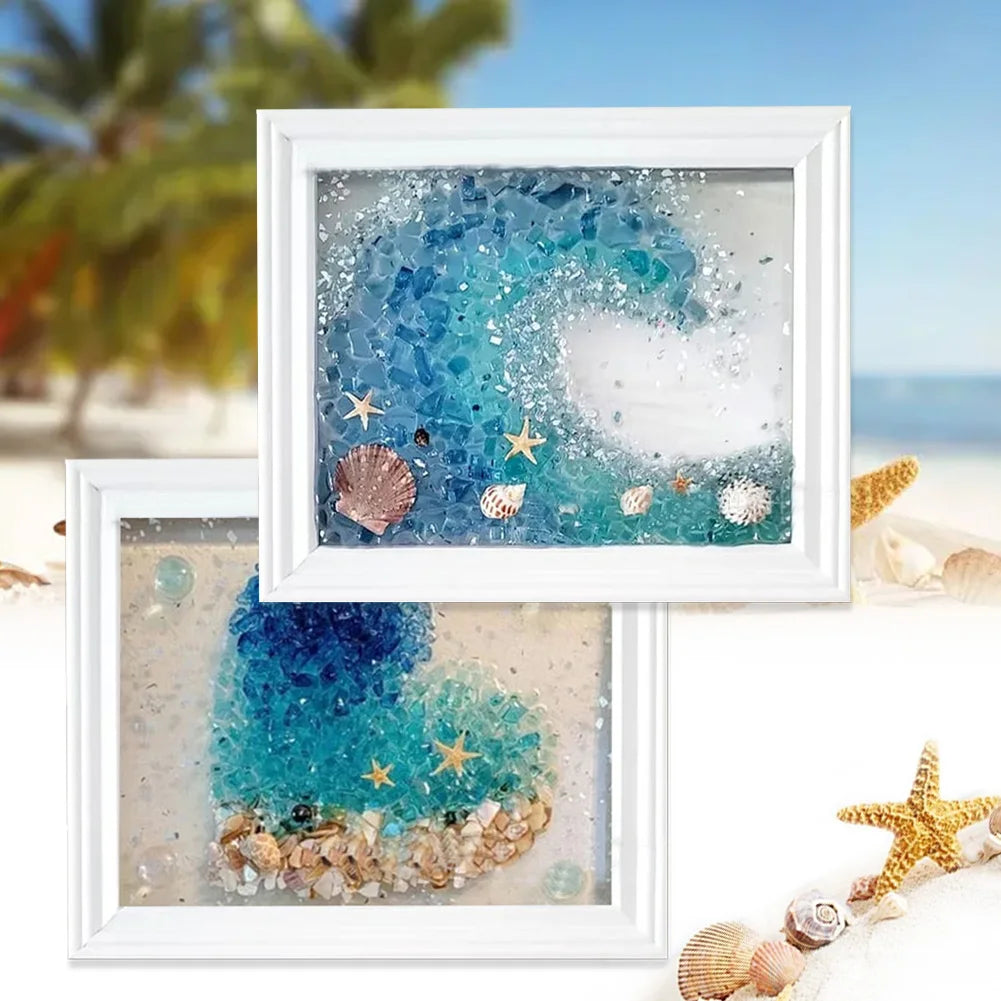 Sea Glass Art Kits Sea Glass Art & Craft Kit Creative Sea Themed Photo Frame Resin Beach Art Kit Gift for Friends