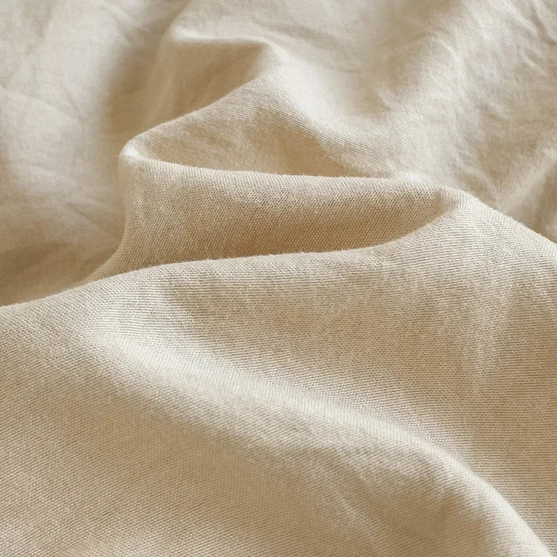 Solid Bed Linen Cotton Bedding Set 4pcs with Sheet Duvet Cover Pillowcases Single Couple Bedsheet Single Couple Twin Size