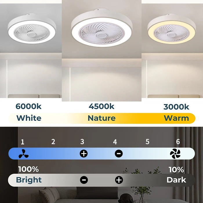 Integrated ceiling fan light, bedroom ceiling fan light, living room dining room ceiling light, modern simple and quiet internet